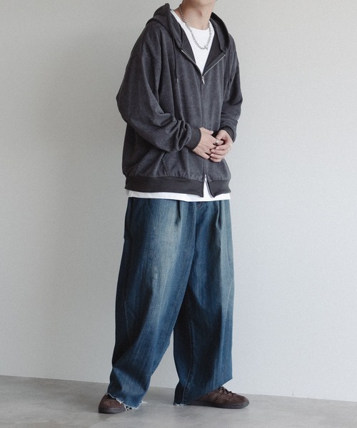 epnok（エプノック）の「裏毛ジップパーカー（パーカー・メンズ・グレー/チャコールグレー/ブラック・SMALL/MEDIUM/LARGE）」の12枚目の写真