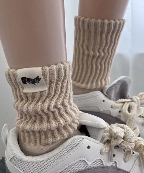 aimoha（アイモハ）の「aimoha outdoorユニセックス 　やや厚手のリブソックス（ソックス/靴下・レディース・カーキ/ホワイト/ブラック/ベージュ/ダークグレー・FREE）」の5枚目の写真