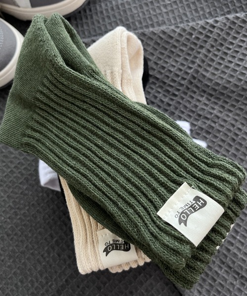 aimoha（アイモハ）の「aimoha outdoorユニセックス 　やや厚手のリブソックス（ソックス/靴下・レディース・カーキ/ホワイト/ブラック/ベージュ/ダークグレー・FREE）」の8枚目の写真