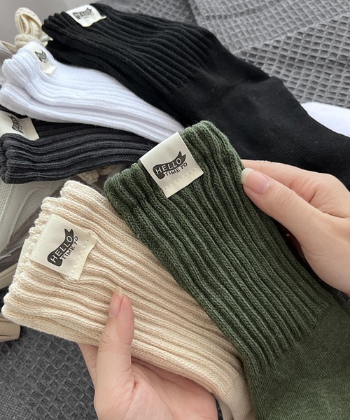 aimoha（アイモハ）の「aimoha outdoorユニセックス 　やや厚手のリブソックス（ソックス/靴下・レディース・カーキ/ホワイト/ブラック/ベージュ/ダークグレー・FREE）」の16枚目の写真