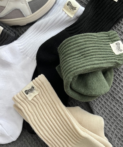 aimoha（アイモハ）の「aimoha outdoorユニセックス 　やや厚手のリブソックス（ソックス/靴下・レディース・カーキ/ホワイト/ブラック/ベージュ/ダークグレー・FREE）」の14枚目の写真