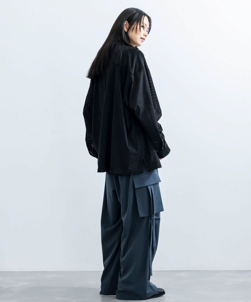 JUNRED（ジュンレッド）の「パンチングフェイクレザーシャツ（シャツ/ブラウス・メンズ・ブラック/グリーン・S/M/L）」の17枚目の写真