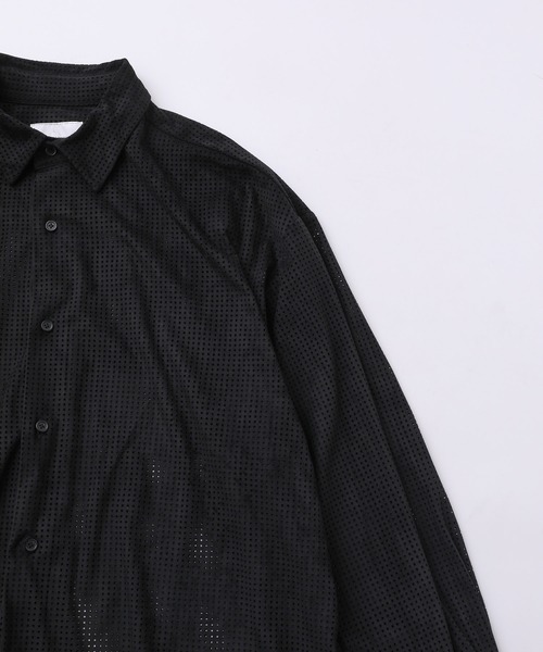 JUNRED（ジュンレッド）の「パンチングフェイクレザーシャツ（シャツ/ブラウス・メンズ・ブラック/グリーン・S/M/L）」の20枚目の写真