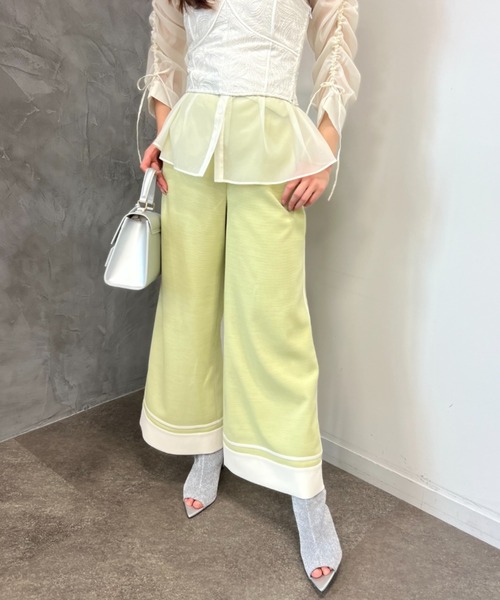EIMY ISTOIRE(エイミーイストワール)の「ベルト付きバイカラーワイドパンツ(その他パンツ・レディース・ホワイト/グリーン系その他/ブラック/ライトイエロー・S/M)」の3枚目の写真