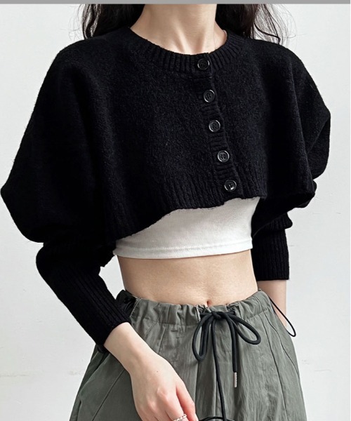 kirakiraShop(キラキラショップ)の「クルーネック ショート ニット ボレロ カーディガン(ニット/セーター・レディース・ベージュ/チャコール/ブラウン/ブラック・FREE)」の11枚目の写真
