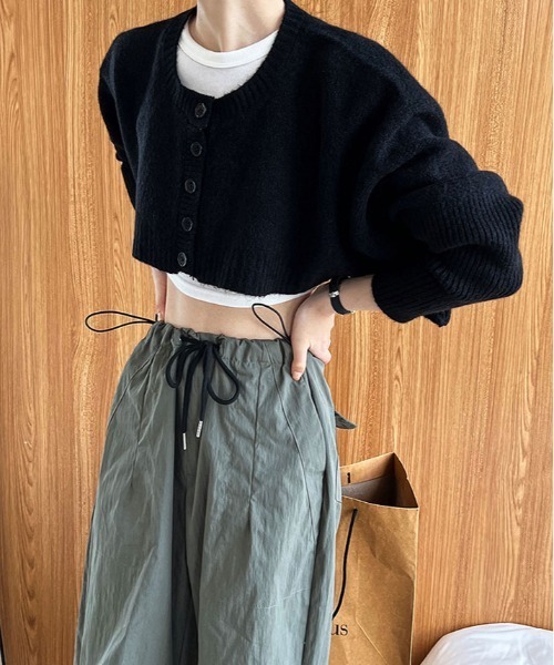 kirakiraShop(キラキラショップ)の「クルーネック ショート ニット ボレロ カーディガン(ニット/セーター・レディース・ベージュ/チャコール/ブラウン/ブラック・FREE)」の8枚目の写真
