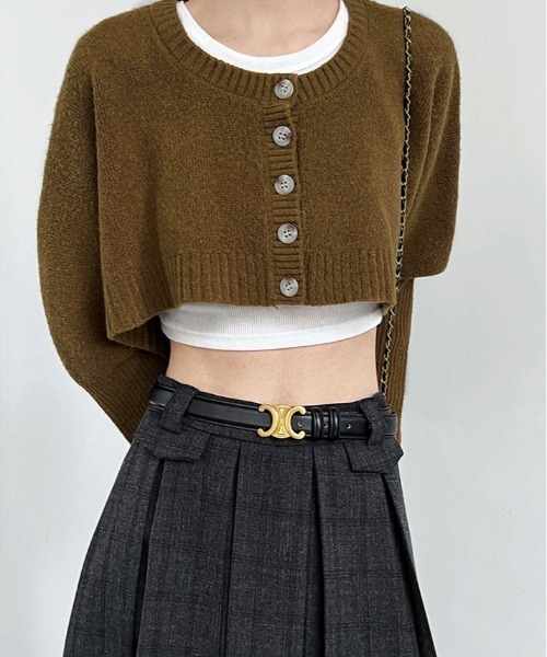 kirakiraShop(キラキラショップ)の「クルーネック ショート ニット ボレロ カーディガン(ニット/セーター・レディース・ベージュ/チャコール/ブラウン/ブラック・FREE)」の21枚目の写真