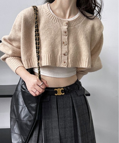 kirakiraShop(キラキラショップ)の「クルーネック ショート ニット ボレロ カーディガン(ニット/セーター・レディース・ベージュ/チャコール/ブラウン/ブラック・FREE)」の19枚目の写真