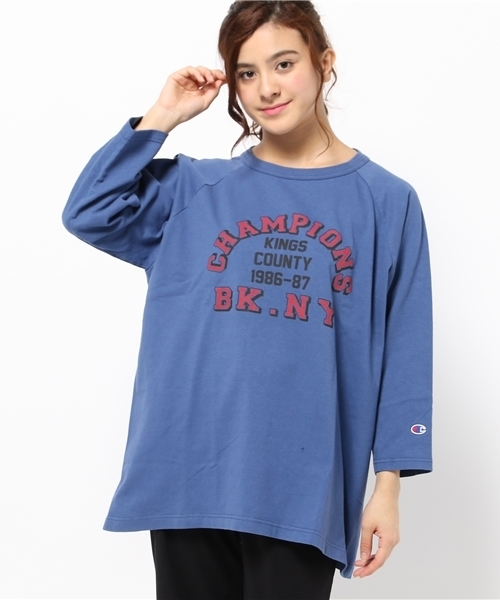 Champion(チャンピオン)の「CHAMPION / US BIG ラグラン T(Tシャツ/カットソー・レディース・グレー/ブルー・X-LARGE)」の4枚目の写真