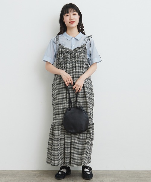 bulle de savon（ビュルデサボン）の「●ちぢみCHECK kincyaku ワンピース（ワンピース・レディース・レッド/ブラック・FREE）」の9枚目の写真