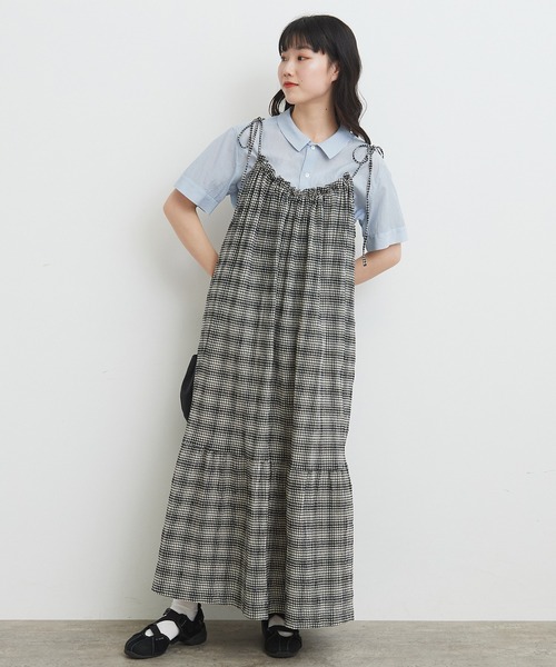 bulle de savon（ビュルデサボン）の「●ちぢみCHECK kincyaku ワンピース（ワンピース・レディース・レッド/ブラック・FREE）」の13枚目の写真