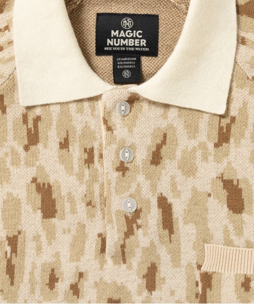 MAGIC NUMBER（マジック ナンバー）の「【MAGIC NUMBER】LEOPARD KNIT POLO（ポロシャツ・メンズ・ライム/ベージュ・LARGE/X-LARGE/MEDIUM）」の6枚目の写真