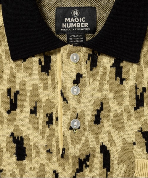 MAGIC NUMBER（マジック ナンバー）の「【MAGIC NUMBER】LEOPARD KNIT POLO（ポロシャツ・メンズ・ライム/ベージュ・LARGE/X-LARGE/MEDIUM）」の8枚目の写真