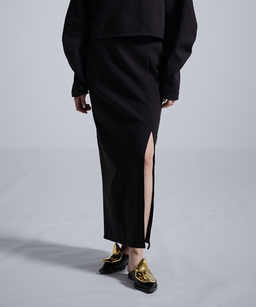 MECRE(メクル)の「【セットアップ対応】Iラインスリットスカート(スカート・レディース・ホワイト/ブラック・S/M)」の2枚目の写真