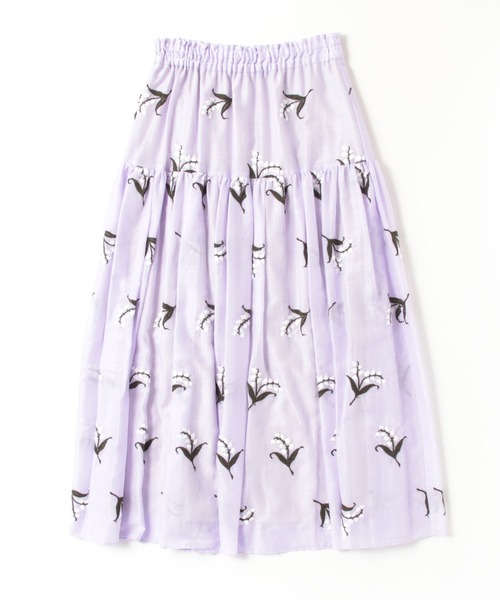 nesessaire（ネセセア）の「ミュゲ（すずらん）エンブロイダリースカート（スカート・レディース・ベージュ/ネイビー/ライラック・38）」の4枚目の写真