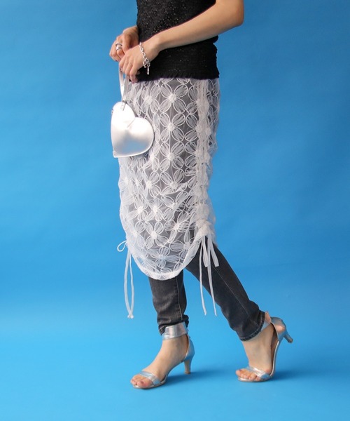 Three Four Time（ｽﾘｰﾌｫｰﾀｲﾑ）の「モチーフチュールレイヤードスカート（スカート・レディース・ブラック/オフホワイト・FREE）」の3枚目の写真