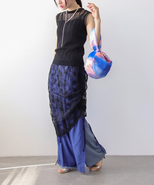 Three Four Time（ｽﾘｰﾌｫｰﾀｲﾑ）の「モチーフチュールレイヤードスカート（スカート・レディース・ブラック/オフホワイト・FREE）」の13枚目の写真