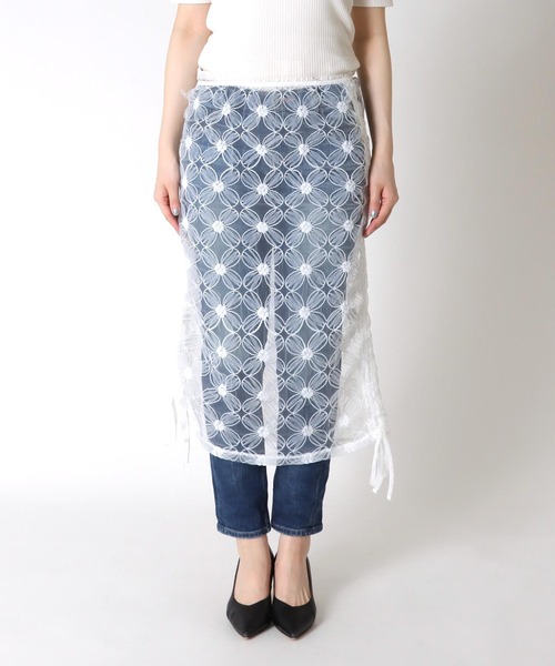 Three Four Time（ｽﾘｰﾌｫｰﾀｲﾑ）の「モチーフチュールレイヤードスカート（スカート・レディース・ブラック/オフホワイト・FREE）」の14枚目の写真