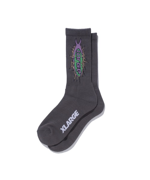 XLARGE(エクストララージ)の「BARBED WIRE LOGO SOCKS(ソックス/靴下・メンズ・ホワイト/チャコール/ブラウン・ONE SIZE)」の3枚目の写真