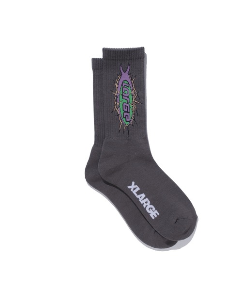 XLARGE(エクストララージ)の「BARBED WIRE LOGO SOCKS(ソックス/靴下・メンズ・ホワイト/チャコール/ブラウン・ONE SIZE)」の5枚目の写真