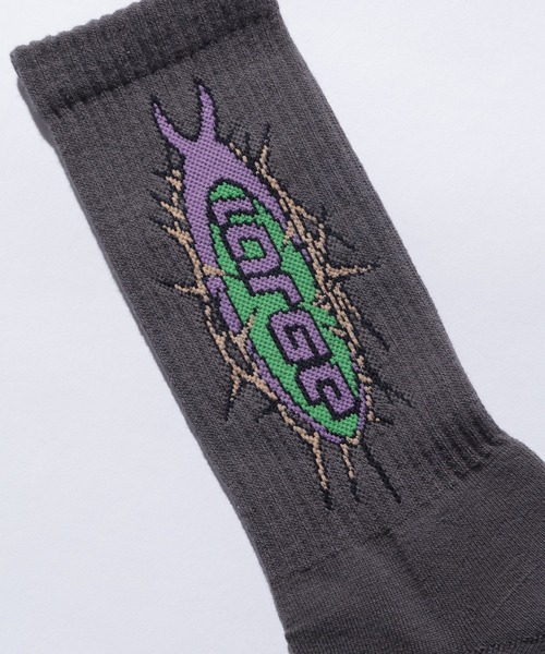 XLARGE(エクストララージ)の「BARBED WIRE LOGO SOCKS(ソックス/靴下・メンズ・ホワイト/チャコール/ブラウン・ONE SIZE)」の6枚目の写真
