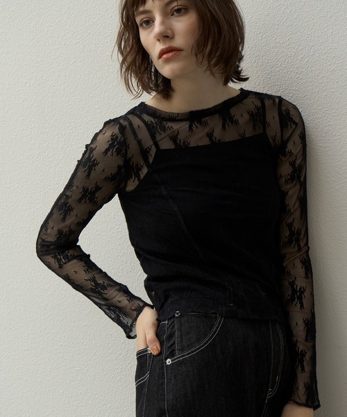 WILLFULLY(ウィルフリー)の「flower lace sheer tops(Tシャツ/カットソー・レディース・ブラック・FREE)」の14枚目の写真