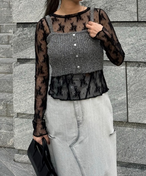 WILLFULLY（ウィルフリー）の「sheer motif lace OP & gather