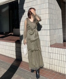 ※値下げ不可　AMERI VINTAGE GLITTER FRILL DRESS セール】GLITTER FRILL COLLAR DRESS（ワンピース）｜Ameri