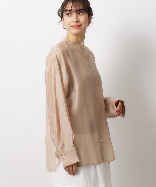 OPAQUE.CLIP（オペークドットクリップ）の「◆《VERY掲載》シアーバンドカラーシャツ【洗濯機洗い可】（シャツ/ブラウス・レディース・ダークグレー/ベージュ/スモーキーグリーン系・36/42/40/38）」の22枚目の写真