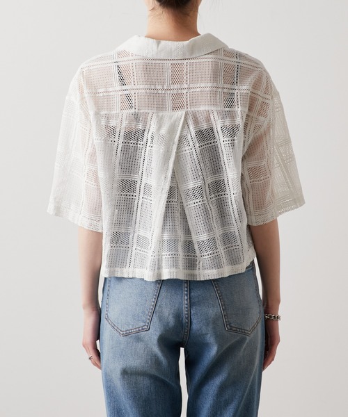 CIAOPANIC TYPY（チャオパニックティピー）の「クロップド丈開襟レースシャツ（シャツ/ブラウス・レディース・ホワイト/ブラック・ONE SIZE）」の10枚目の写真