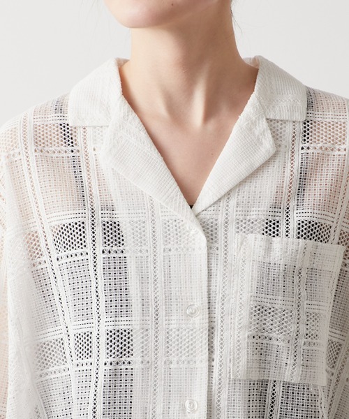 CIAOPANIC TYPY（チャオパニックティピー）の「クロップド丈開襟レースシャツ（シャツ/ブラウス・レディース・ホワイト/ブラック・ONE SIZE）」の11枚目の写真