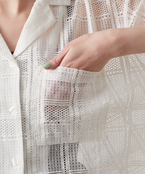 CIAOPANIC TYPY（チャオパニックティピー）の「クロップド丈開襟レースシャツ（シャツ/ブラウス・レディース・ホワイト/ブラック・ONE SIZE）」の12枚目の写真
