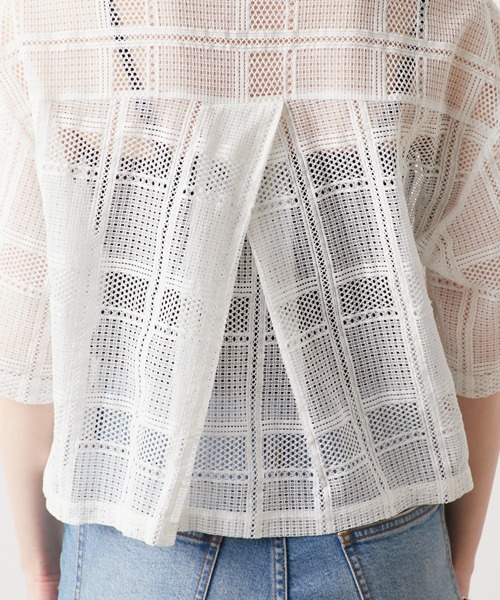 CIAOPANIC TYPY（チャオパニックティピー）の「クロップド丈開襟レースシャツ（シャツ/ブラウス・レディース・ホワイト/ブラック・ONE SIZE）」の5枚目の写真