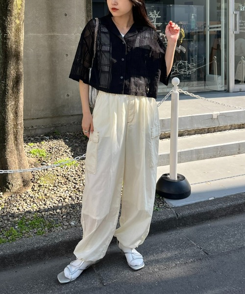 CIAOPANIC TYPY（チャオパニックティピー）の「クロップド丈開襟レースシャツ（シャツ/ブラウス・レディース・ホワイト/ブラック・ONE SIZE）」の16枚目の写真