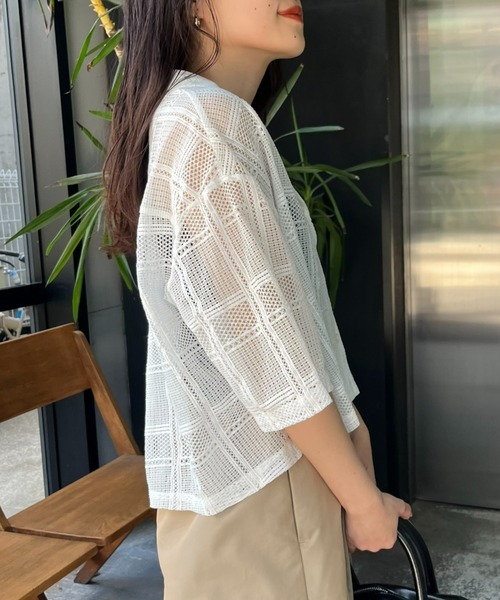 CIAOPANIC TYPY（チャオパニックティピー）の「クロップド丈開襟レースシャツ（シャツ/ブラウス・レディース・ホワイト/ブラック・ONE SIZE）」の19枚目の写真