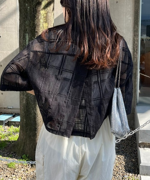 CIAOPANIC TYPY（チャオパニックティピー）の「クロップド丈開襟レースシャツ（シャツ/ブラウス・レディース・ホワイト/ブラック・ONE SIZE）」の14枚目の写真