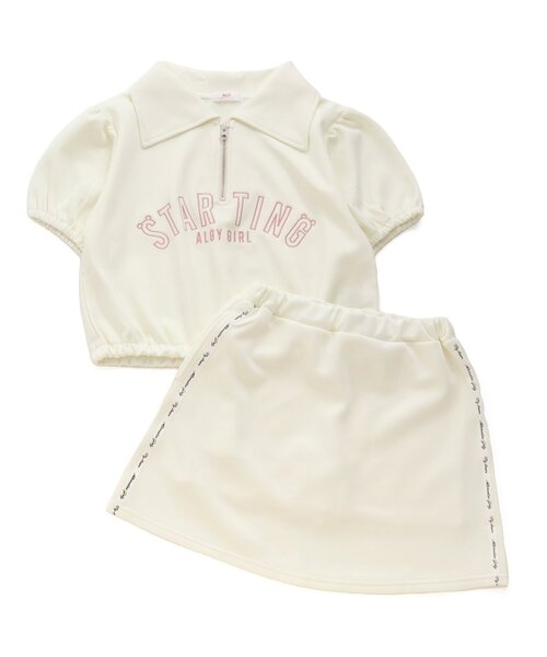 algy（アルジー）の「【上下セット】ハーフジップT&スカパンセットアップ（セットアップ・キッズ・アイボリー/サックスブルー・MEDIUM/XX-SMALL/X-SMALL/SMALL）」の5枚目の写真