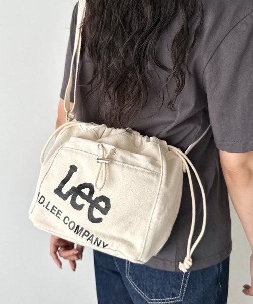 Lee（リー）の「Lee/リー BIG　ナナメプリント　ドローストリング　2WAY　巾着　ショルダー（ショルダーバッグ・レディース・ブラック/ホワイト/ホワイト×シルバー/グレー・FREE）」の10枚目の写真