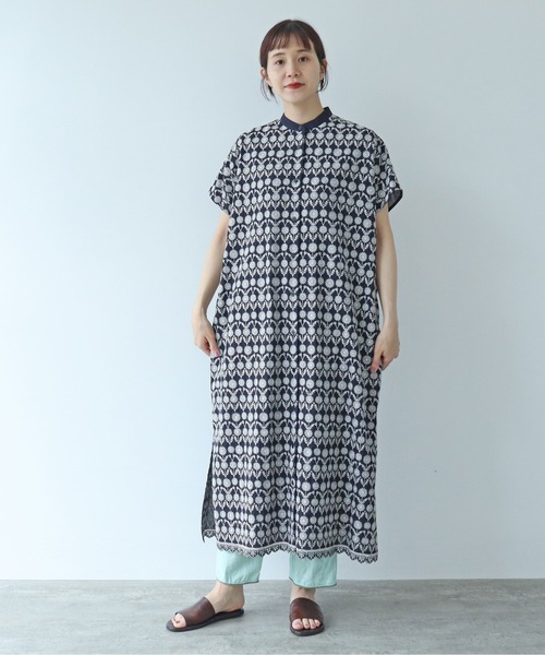 【翌日発送可能】 yuni（ユニ ）の「単色刺繍シャツワンピース 1701OP042241 ワンピース