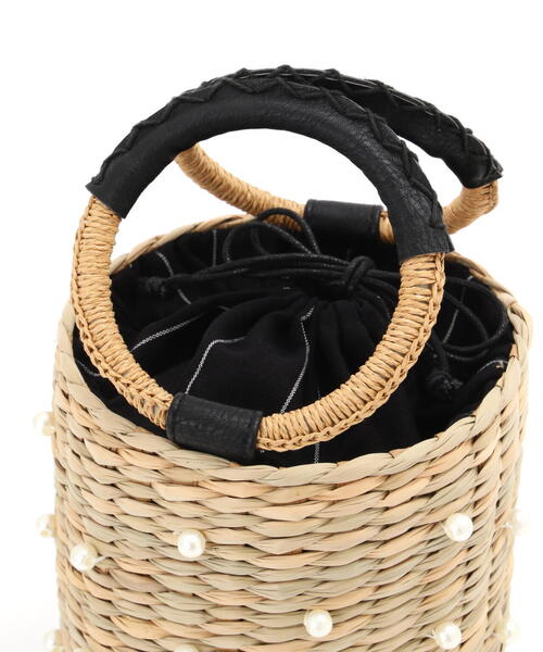 FREE'S MART（フリーズマート）の「◆パール付きかごトート（かごバッグ・レディース・ブラック・ﾌﾘ-）」の8枚目の写真