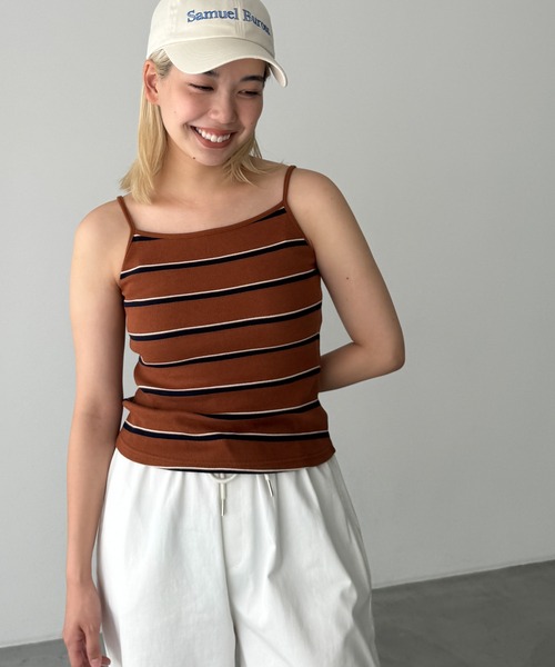 CANAL JEAN（キャナルジーン）の「El mar　ボーダーリブキャミソール（キャミソール・レディース・ベージュ/ブラウン・ONE SIZE）」の2枚目の写真