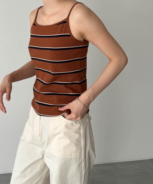 CANAL JEAN（キャナルジーン）の「El mar　ボーダーリブキャミソール（キャミソール・レディース・ベージュ/ブラウン・ONE SIZE）」の4枚目の写真