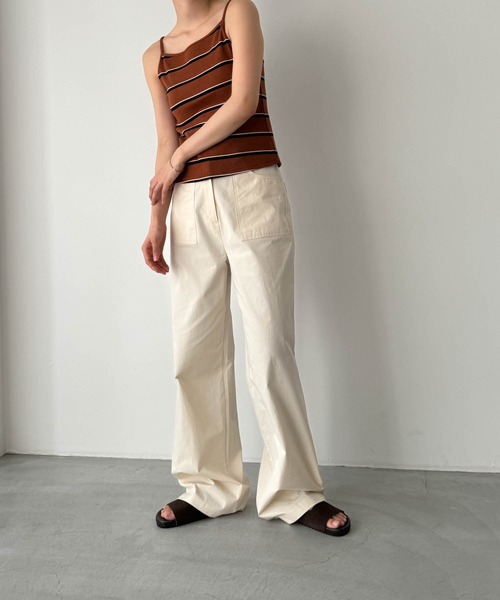 CANAL JEAN（キャナルジーン）の「El mar　ボーダーリブキャミソール（キャミソール・レディース・ベージュ/ブラウン・ONE SIZE）」の6枚目の写真