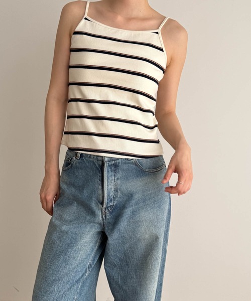 CANAL JEAN（キャナルジーン）の「El mar　ボーダーリブキャミソール（キャミソール・レディース・ベージュ/ブラウン・ONE SIZE）」の7枚目の写真