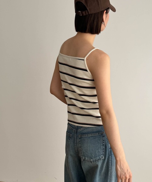 CANAL JEAN（キャナルジーン）の「El mar　ボーダーリブキャミソール（キャミソール・レディース・ベージュ/ブラウン・ONE SIZE）」の8枚目の写真