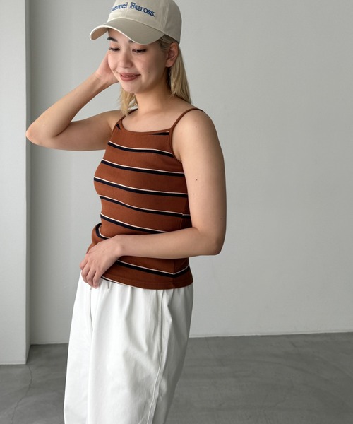 CANAL JEAN（キャナルジーン）の「El mar　ボーダーリブキャミソール（キャミソール・レディース・ベージュ/ブラウン・ONE SIZE）」の11枚目の写真