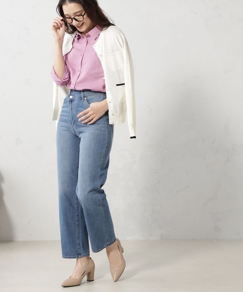 FOUND GOOD（ファウンドグッド）の「パールボタンニットカーディガン（カーディガン/ボレロ・レディース・ブラック/グリーン系5/ホワイト系5/ベージュ・S/M/L）」の5枚目の写真