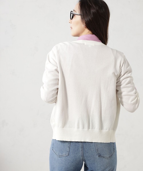 FOUND GOOD（ファウンドグッド）の「パールボタンニットカーディガン（カーディガン/ボレロ・レディース・ブラック/グリーン系5/ホワイト系5/ベージュ・S/M/L）」の6枚目の写真