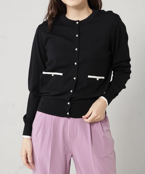 FOUND GOOD（ファウンドグッド）の「パールボタンニットカーディガン（カーディガン/ボレロ・レディース・ブラック/グリーン系5/ホワイト系5/ベージュ・S/M/L）」の9枚目の写真