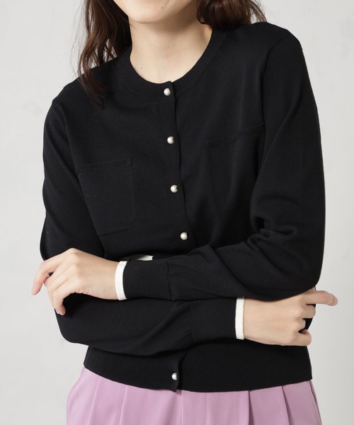 FOUND GOOD（ファウンドグッド）の「パールボタンニットカーディガン（カーディガン/ボレロ・レディース・ブラック/グリーン系5/ホワイト系5/ベージュ・S/M/L）」の10枚目の写真
